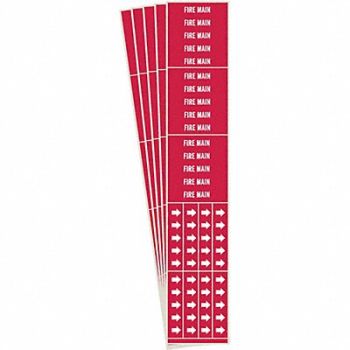 BRADY Pipe Marker Adhesive White Fire Main PK5, 781WX9