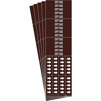 BRADY Pipe Marker Adhesive White City Gas PK5, 781WZ3