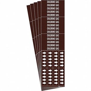 BRADY Pipe Marker White Chlorine Gas PK5, 781X25