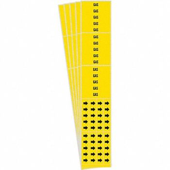 BRADY Pipe Marker Adhesive Black Gas PK5, 781X38