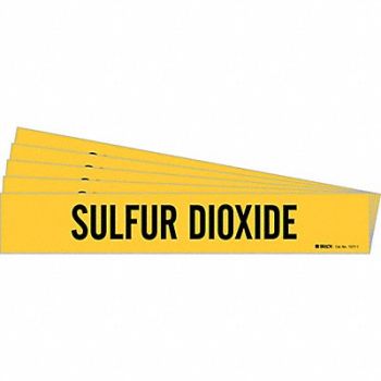 BRADY Pipe Marker Black Sulfur Dioxide PK5, 781X49