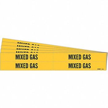 BRADY Pipe Marker Adhesive Black Mixed Gas PK5, 781X96