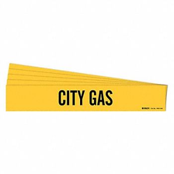 BRADY Pipe Marker Adhesive Black City Gas PK5, 781XD9