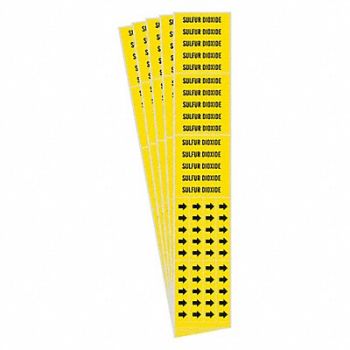BRADY Pipe Marker Black Sulfur Dioxide PK5, 781XE3