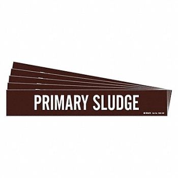 BRADY Pipe Marker White Primary Sludge PK5, 781XZ3