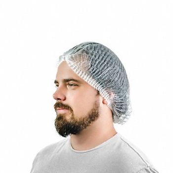 INTERNATIONAL ENVIROGUARD SMS Pleated Bouffant Cap White L PK1000, 782T38