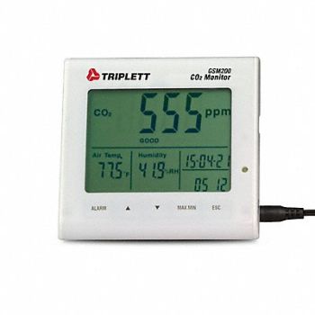 TRIPLETT Air Quality Carbon Dioxide Monitor, 783AU0