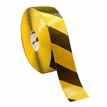 MIGHTY LINE Floor marking Black/Yellow 3inx3in Roll, 783G85
