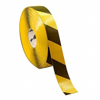 MIGHTY LINE Floor marking Black/Yellow 2inx2in Roll, 783G87