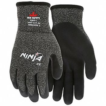 MCR SAFETY Gloves Glass/Synthetic Blk/White 2XL PR, 783RY5