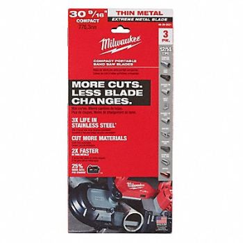 MILWAUKEE Portable Band Saw Blades SS PK3, 783WR0