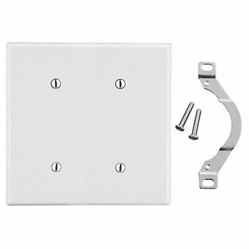 HUBBELL Blank Wallplate Smooth White 2 Gangs, 783Y09