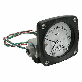 MIDWEST INSTRUMENT Differential Pressure Gauge and Switch, 783YN8