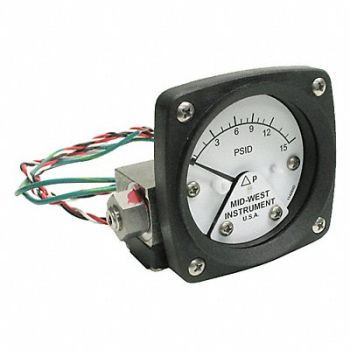 MIDWEST INSTRUMENT K4584 Differential Pressure Gauge and Switch, 783YP6