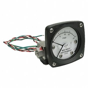 MIDWEST INSTRUMENT K4584 Differential Pressure Gauge and Switch, 783YP7