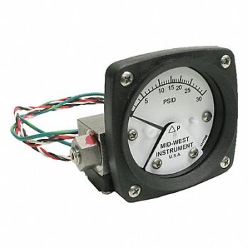 MIDWEST INSTRUMENT K4584 Differential Pressure Gauge and Switch, 783YP9