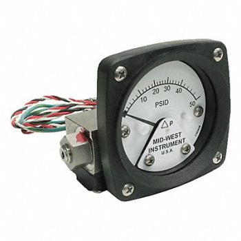 MIDWEST INSTRUMENT K4584 Differential Pressure Gauge and Switch, 783YR0