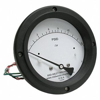 MIDWEST INSTRUMENT K4585 Differential Pressure Gauge and Switch, 783YR5