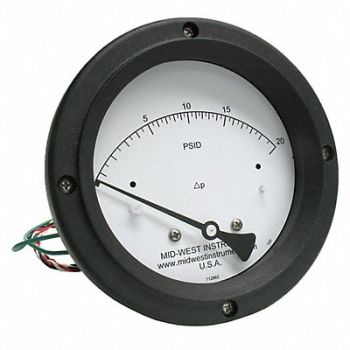MIDWEST INSTRUMENT K4585 Differential Pressure Gauge and Switch, 783YR6