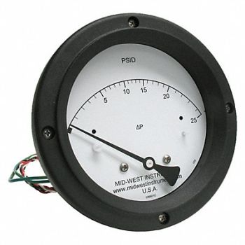 MIDWEST INSTRUMENT K4585 Differential Pressure Gauge and Switch, 783YR7