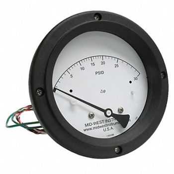 MIDWEST INSTRUMENT K4585 Differential Pressure Gauge and Switch, 783YR8