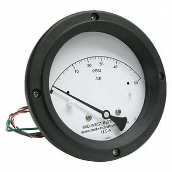 MIDWEST INSTRUMENT K4585 Differential Pressure Gauge and Switch, 783YR9