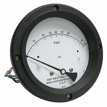 MIDWEST INSTRUMENT K4585 Differential Pressure Gauge and Switch, 783YT0