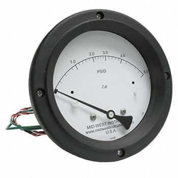 MIDWEST INSTRUMENT K4586 Differential Pressure Gauge and Switch, 783YT2