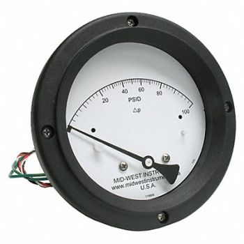 MIDWEST INSTRUMENT K4586 Differential Pressure Gauge and Switch, 783YU0