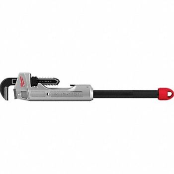 MILWAUKEE Pipe Wrench Gray/Black Handle 4.45 lb, 783Z36