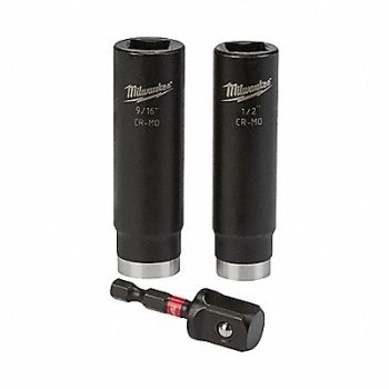 MILWAUKEE Impact Socket Set Steel Black Oxide, 784P50