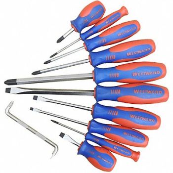 WESTWARD Screwdriver Set Cushion Grip Metric/SAE, 785EH6