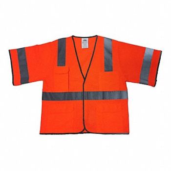 GRAINGER APPROVED High Visibility Vest Orange/Red 4XL/5XL, 786F28