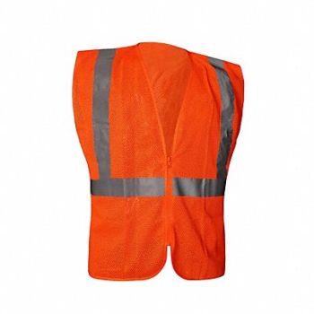 GRAINGER APPROVED Class 2 Orange Zipper Mesh Non-Contr, 786F49