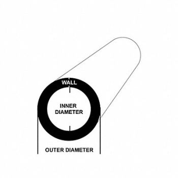 GRAINGER APPROVED Aluminum Round Tube 6 ft Overall L, 786K96