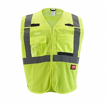 MILWAUKEE Safety Vest Polyester Yellow S/M, 787V34