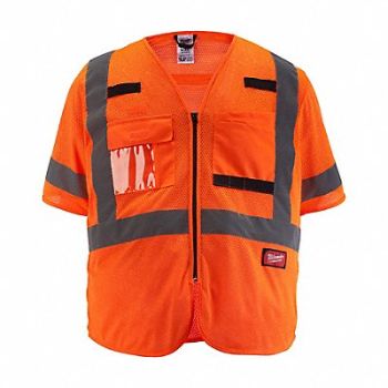 MILWAUKEE Safety Vest Polyester Orange 2XL/3XL, 787V48
