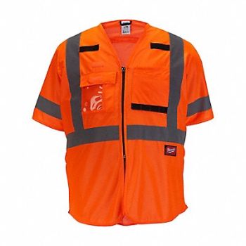 MILWAUKEE Safety Vest Polyester Orange 4XL/5XL, 787V57