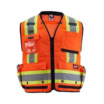 MILWAUKEE Safety Vest Polyester Orange 4XL/5XL, 787V65