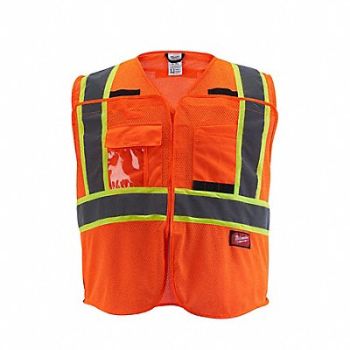 MILWAUKEE Safety Vest Polyester Orange 2XL/3XL, 787V72