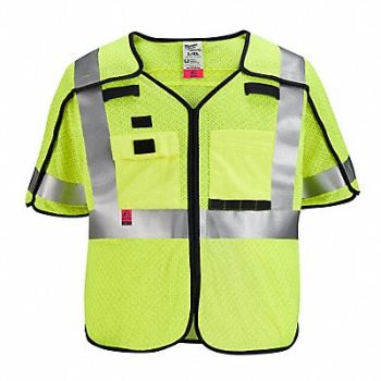 MILWAUKEE Safety Vest Polyester Yellow 4XL/5XL, 787V89