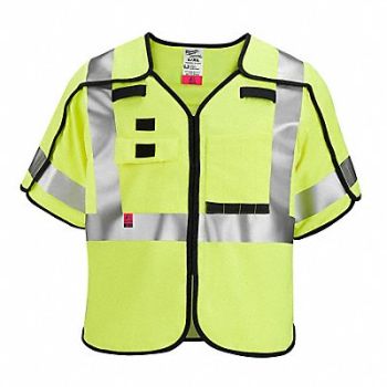 MILWAUKEE Safety Vest Polyester Yellow 4XL/5XL, 787VA5