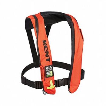 KENT SAFETY Life Jacket Belt Buckle Zipper Orange, 792Y02