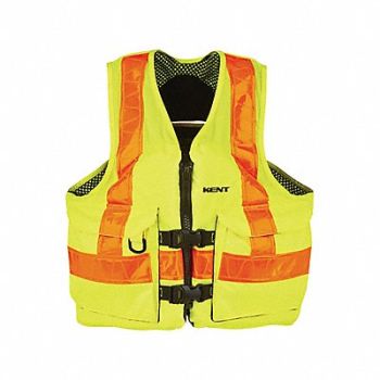 KENT SAFETY Life Jacket Belt Buckle Zip Hi-Vis Yellw, 792Y27