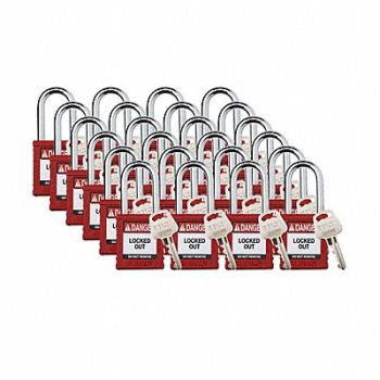 BRADY Padlock 6 Pins Red PK24, 793EC8