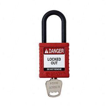 BRADY Padlock 6 Pins Red, 793EC9