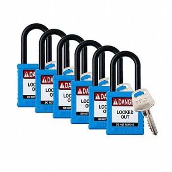 BRADY Padlock 6 Pins Blue PK6, 793EE1