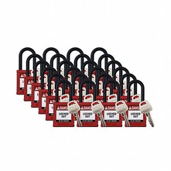 BRADY Padlock 6 Pins Red PK24, 793EE7