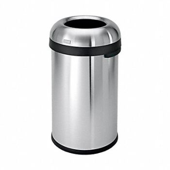 SIMPLEHUMAN Trash Can 16 gal Silver Indoor/Outdoor, 793G04