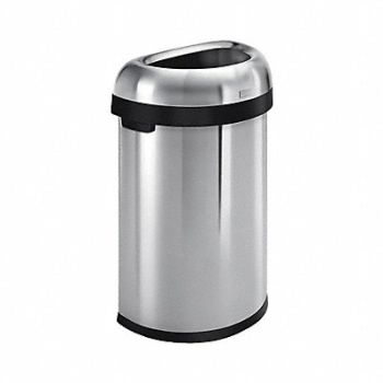 SIMPLEHUMAN Trash Can 16 gal Silver Indoor/Outdoor, 793G07